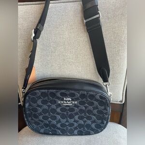 NWT！COACH JAMIE CAMERA BAG IN SIGNATURE DENIM (COACH CQ710) SILVER/BLACK
